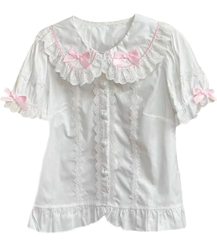 Amazon.com: Lolita Long Sleeve Blouses Women Peter Pan Collar